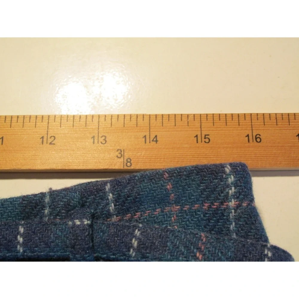 J. CREW Midi Tartan Plaid Skirt Women 14 Blue Wool Blend Belt Academia Old Money